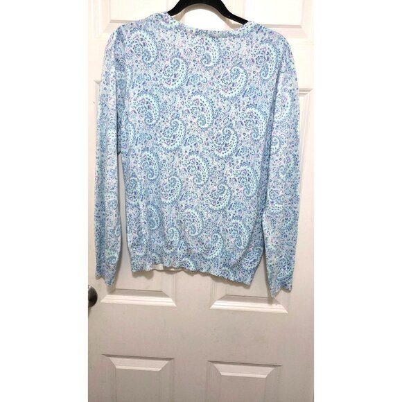 L.L. Bean Women's Medium Button-Up Cardigan Sweater Paisley Print - Picture 3 of 6